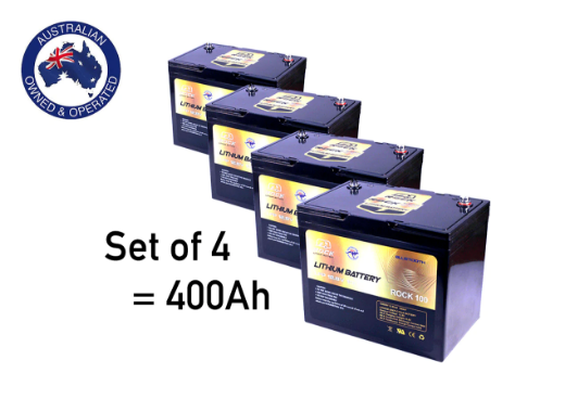 Picture of 4x Rock 12V 100Ah LiFePO4 Battery with Bluetooth
